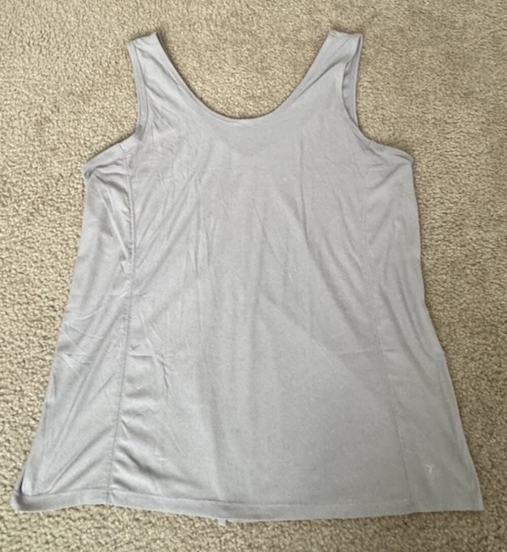 Old Navy Active Womens L Gray Breathe On Split Back Tunic Tank Top Yoga Gym